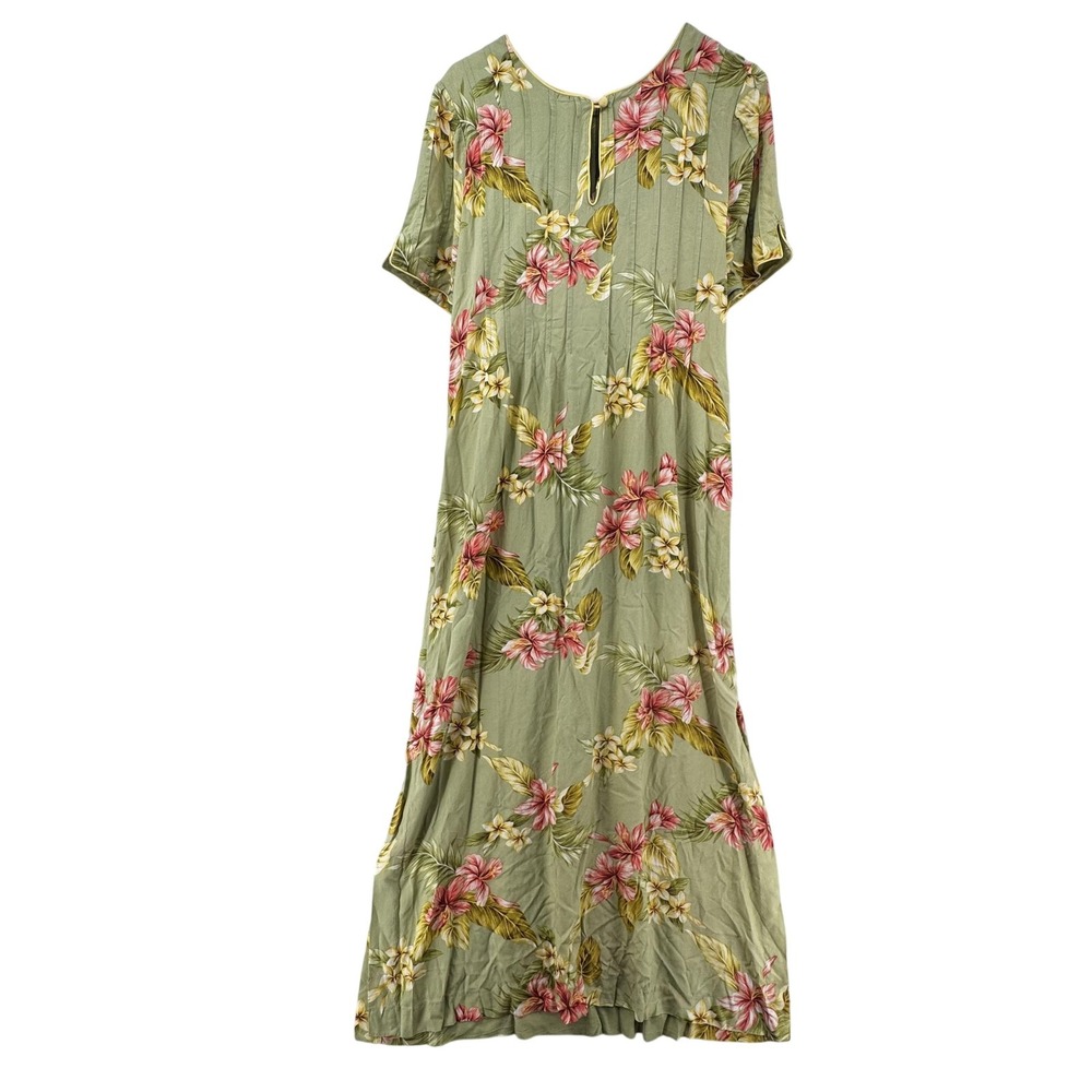 Princess Kaiulani Dress Womens 12 Floral Hawaiian Maxi Short‎ Sleeve Pockets